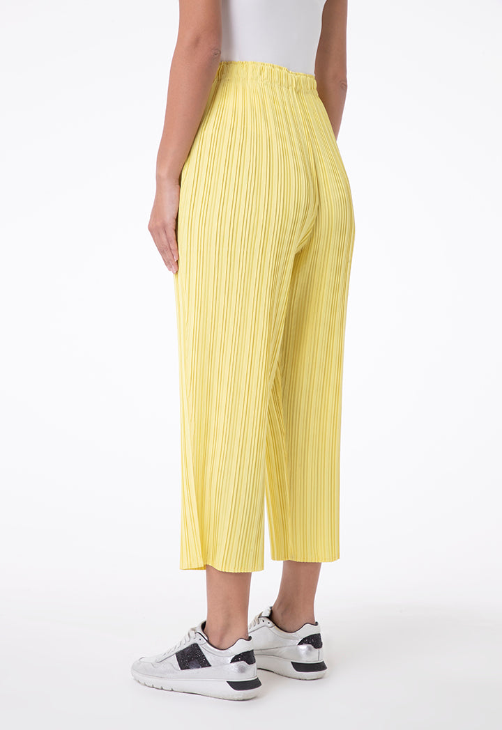 Choice Pleated Cropped Pants Yellow