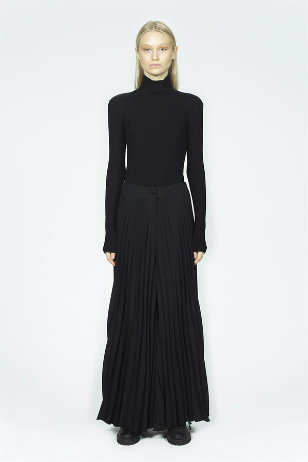 Nu High Waist Pleated Palazzo Trouser Black