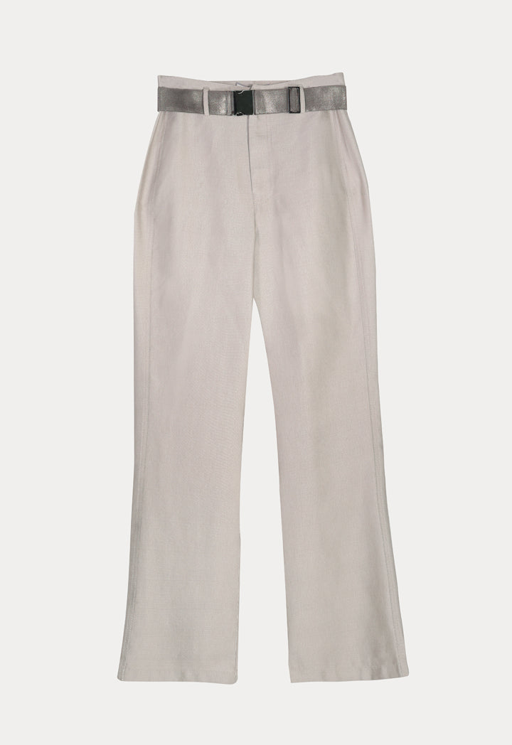 BERRIN Plain High Waist Flare Trouser SILVER