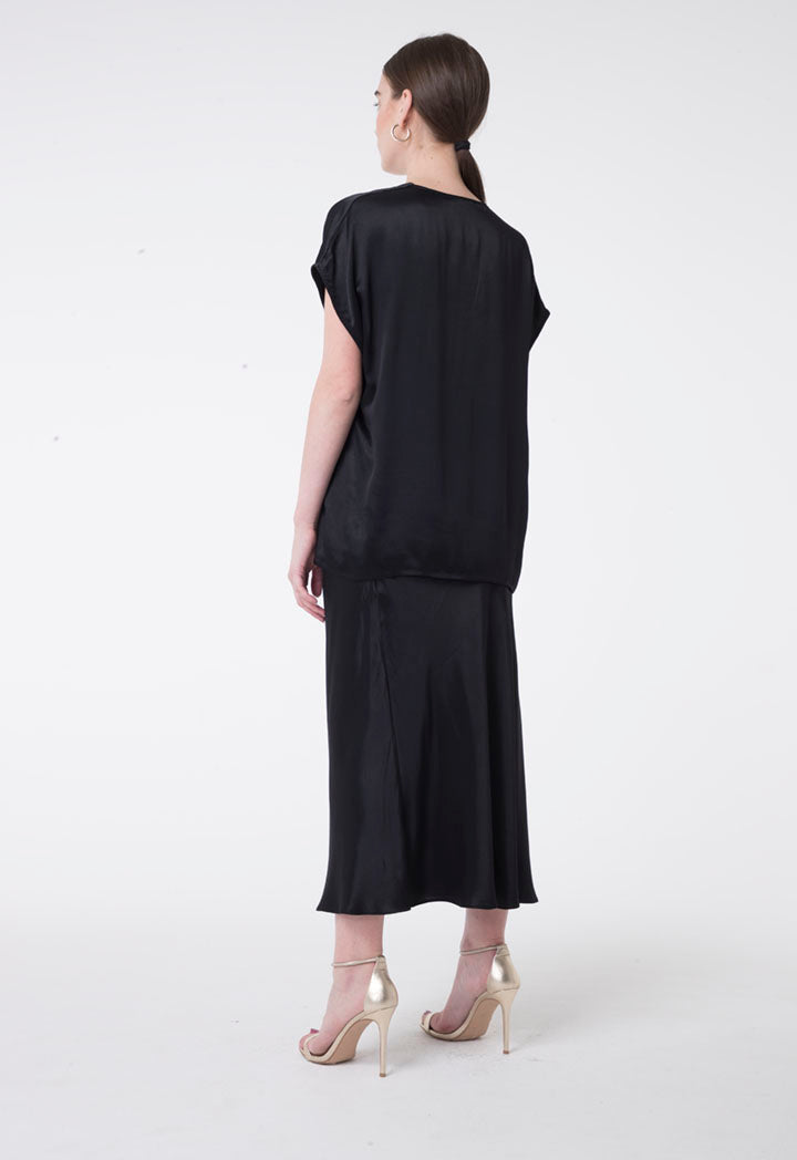 Nocturne Short Sleeve Relaxed Fit Blouse Black