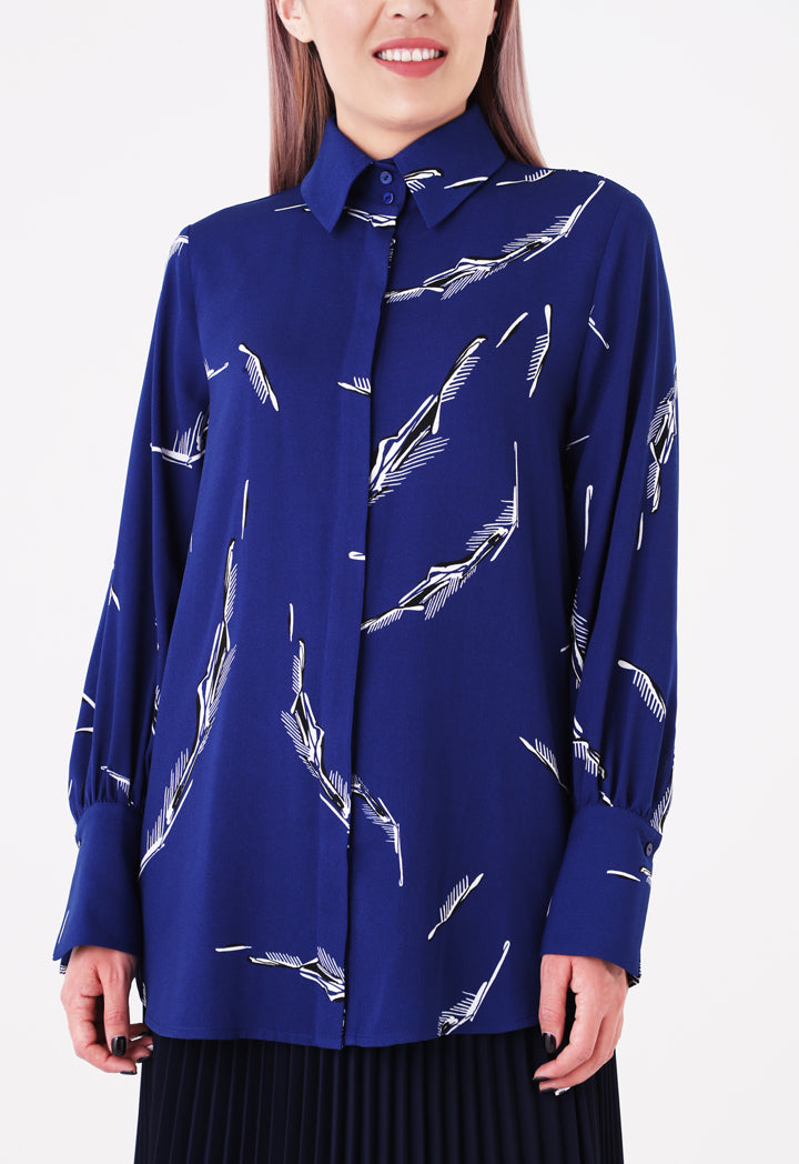 Choice Printed Belted Shirt Cobalt