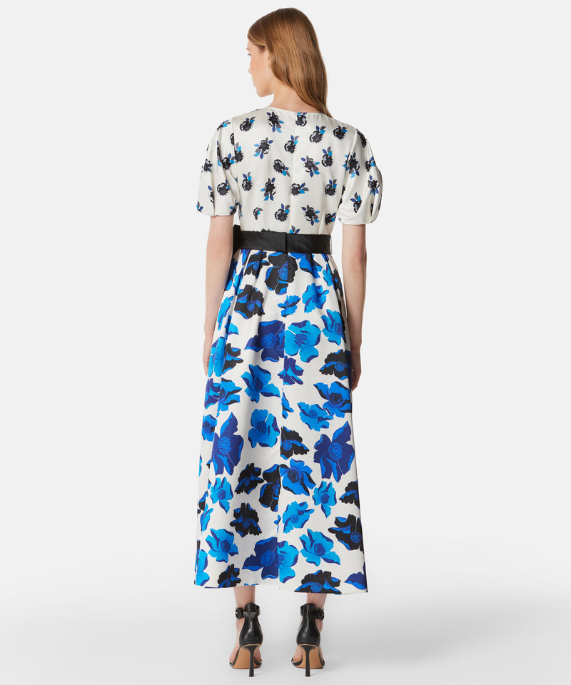 Machka Printed Dress With Bow Detail Belt Ecru