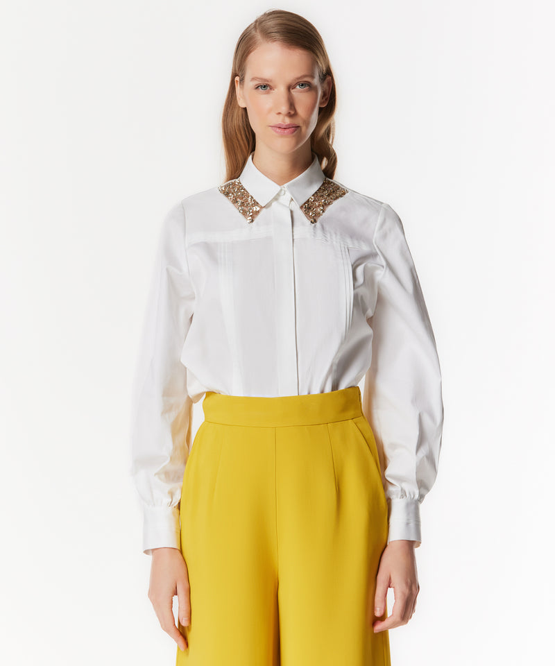 Machka Flower-Embellished Poplin Shirt White