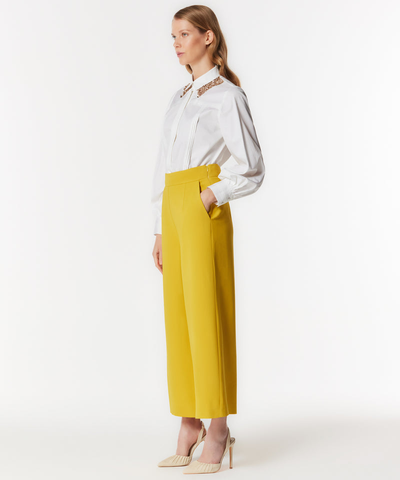 Machka Solid Wide Leg Trousers Dark Yellow