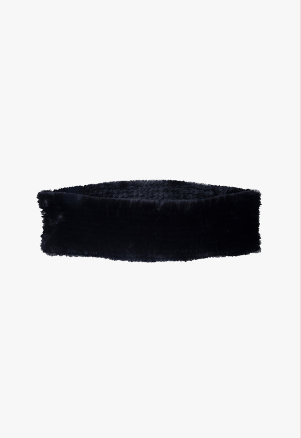 Choice Scarf With Fur Detail Black