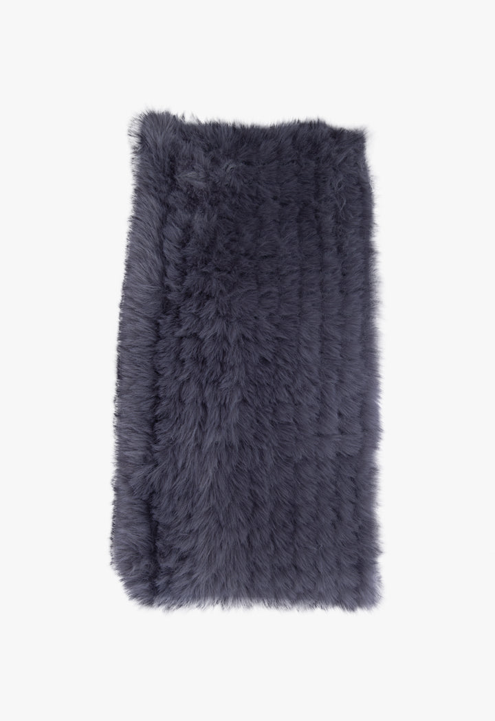 Choice Scarf With Fur Detail Dark Grey