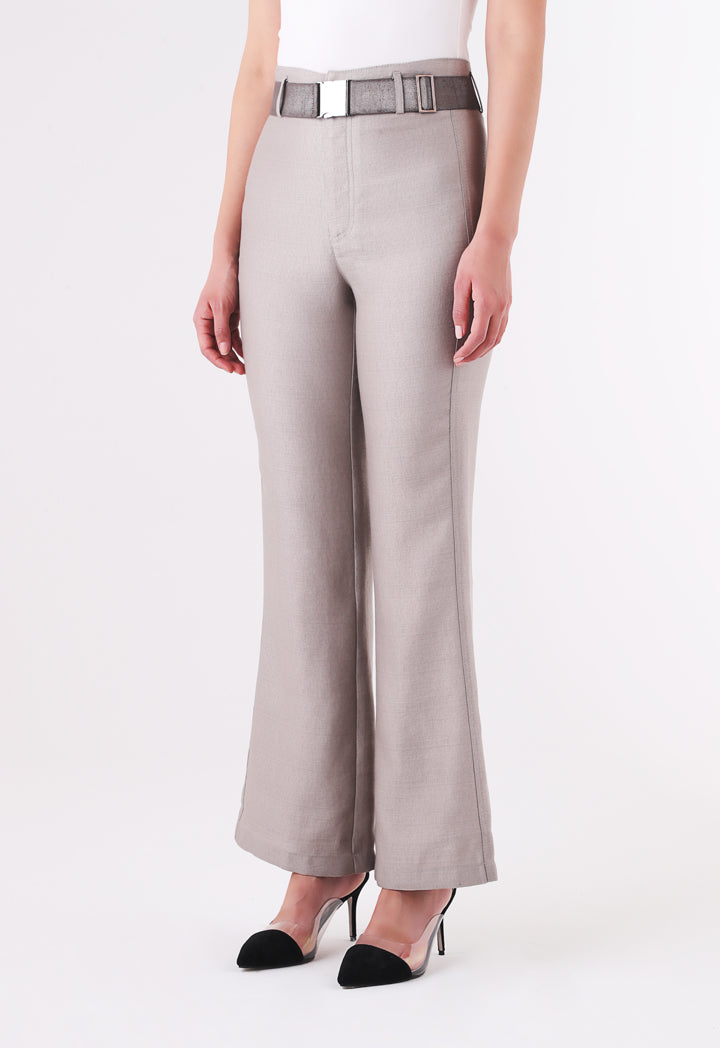 BERRIN Plain High Waist Flare Trouser SILVER