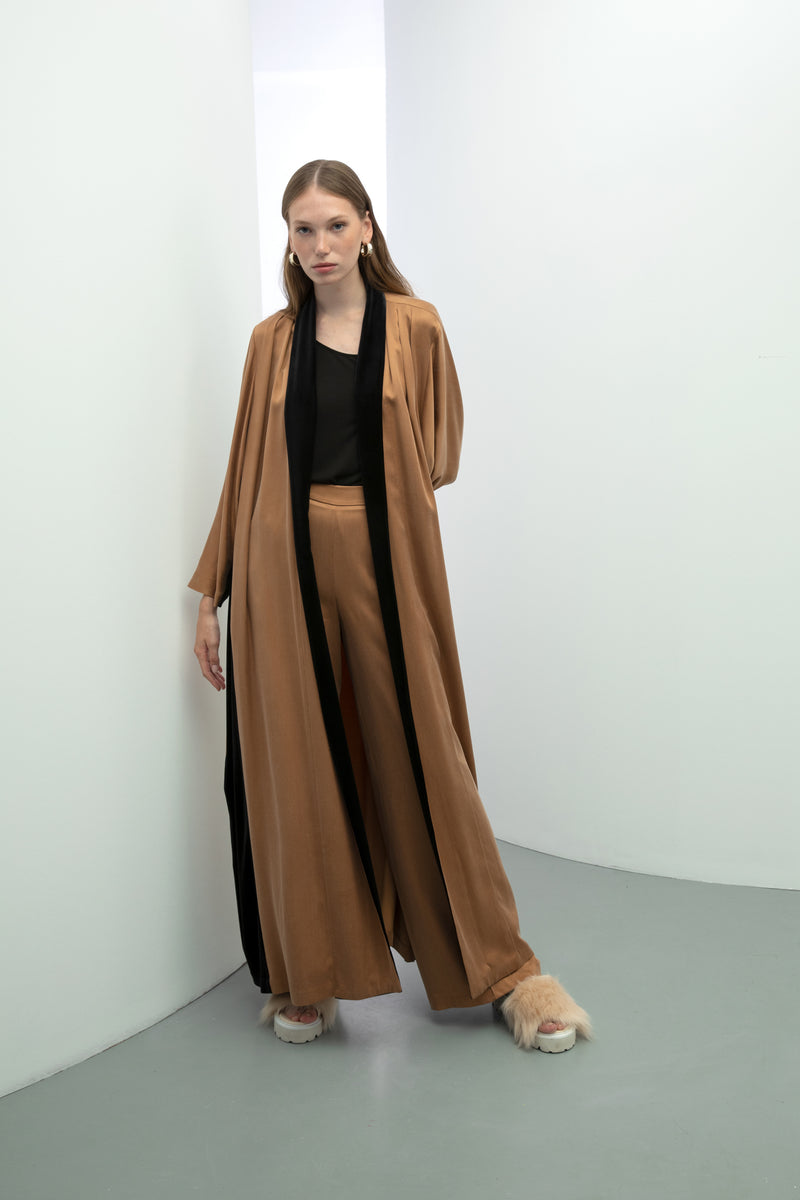 Baqa Black Velvet Line Coat Camel