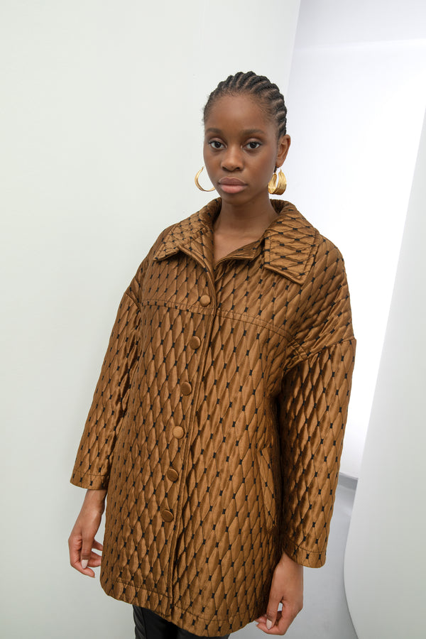 Baqa Quilted Oversized Jacket Camel