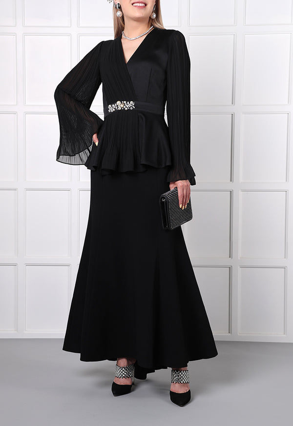 Choice Pleated Chiffon Blouse Black - Wardrobe Fashion