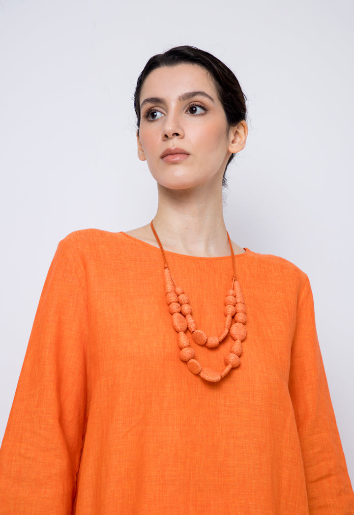 Choice Solid Long Sleeve Blouse Orange