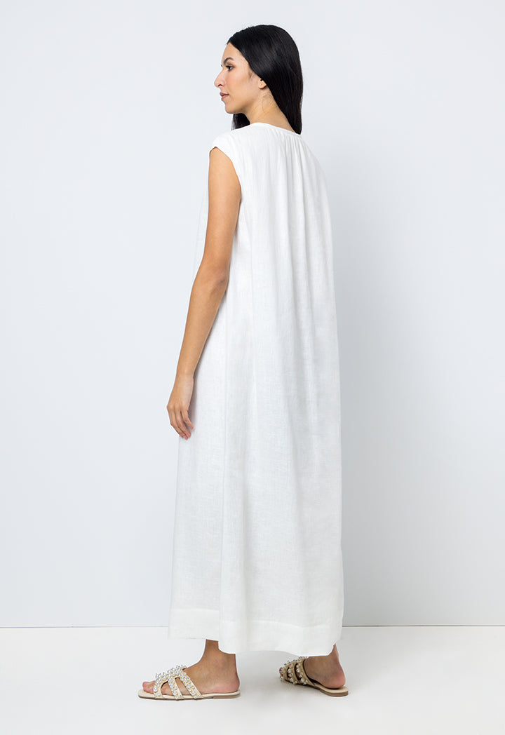 Choice Solid Sleeveless Maxi Dress Offwhite