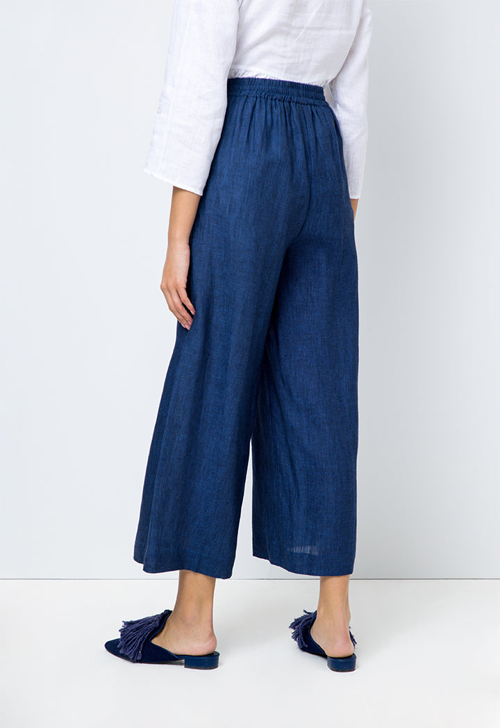 Choice Solid High Waist Trousers Blue