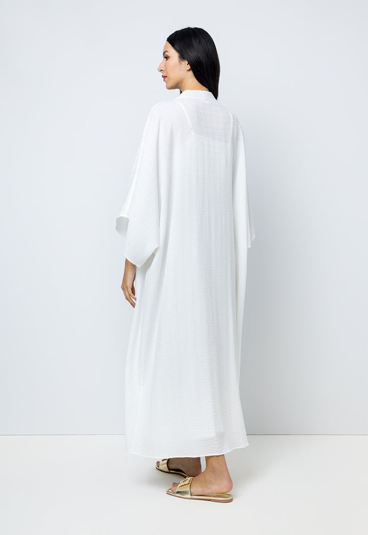 Choice Solid Long Wide Sleeves Abaya Off White