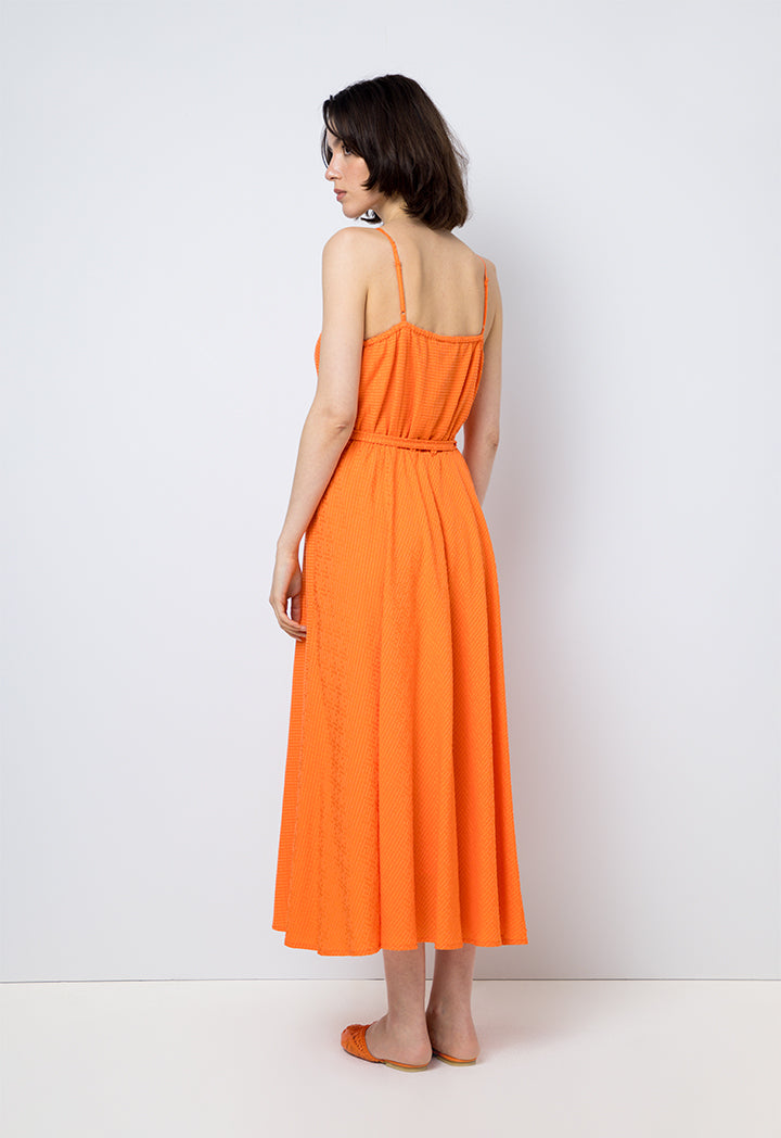 Choice Solid Sleeveless Dress Orange