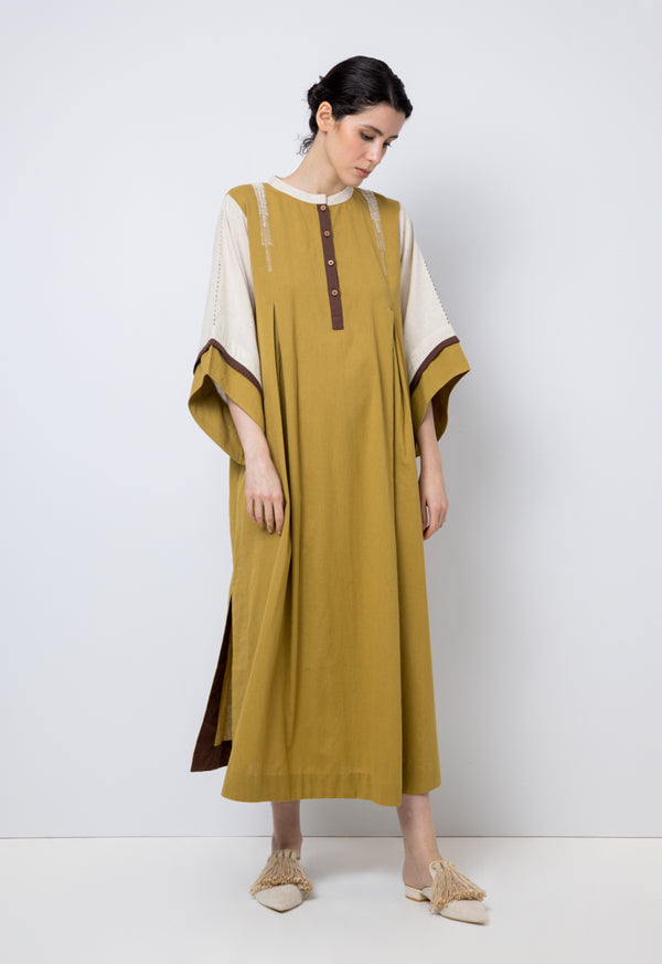 Choice Embroidered Long Sleeves Maxi Dress Brown