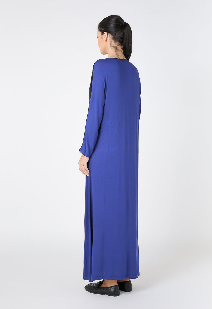 Choice Long Sleeve Leisure Jersey Dress Cobalt-Black