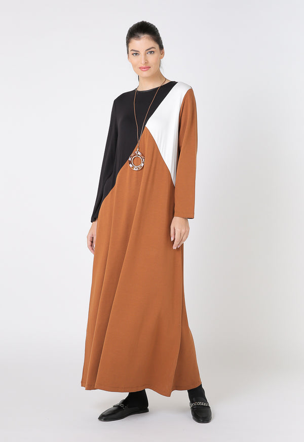 Choice Long Sleeve Jersey Maxi Dress Black-Cinnamon