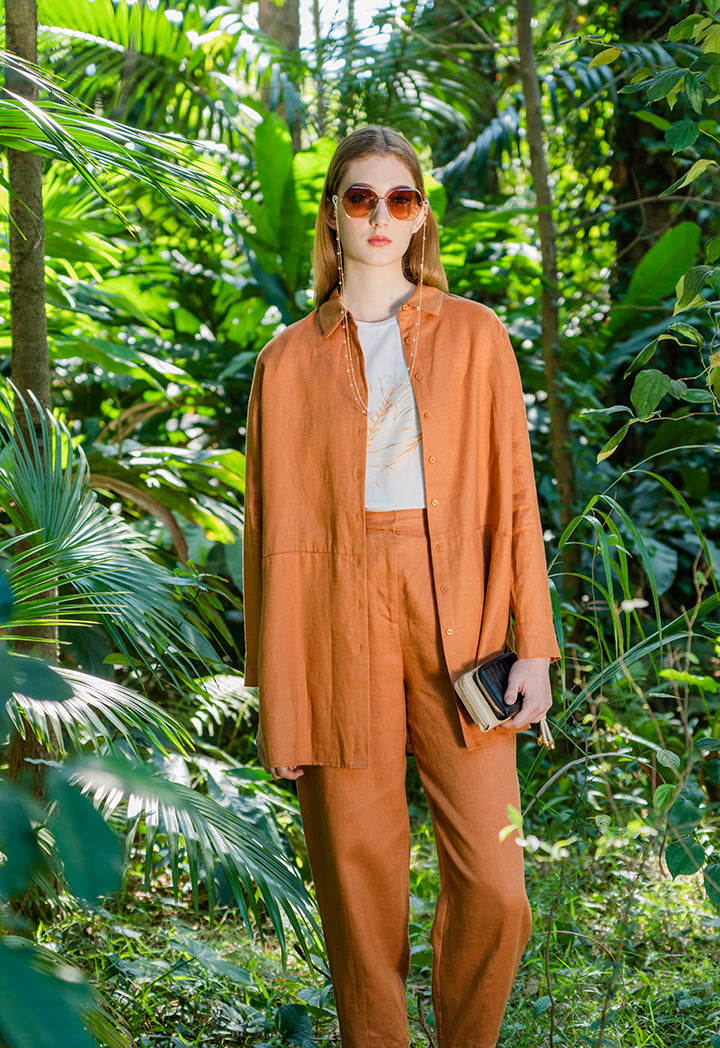 Choice Solid Wide Pants With Elasticated Waist Caramel