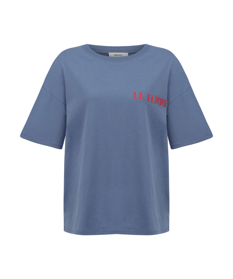 Ipekyol Slogan Printed T-Shirt Blue