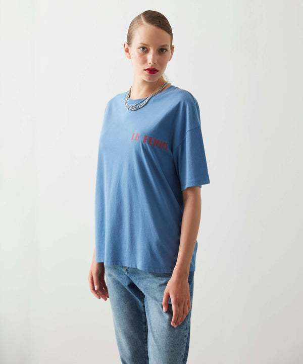 Ipekyol Slogan Printed T-Shirt Blue