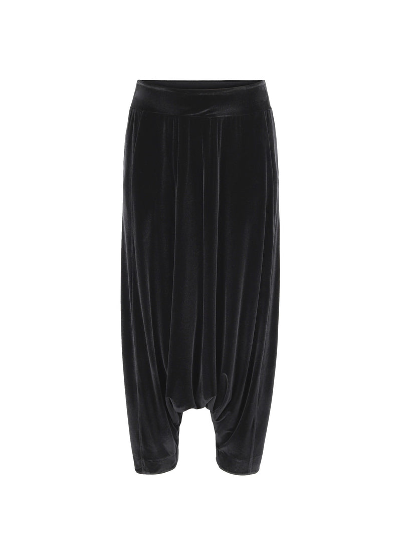 Nu High Waist Velvet Harem Trouser Black