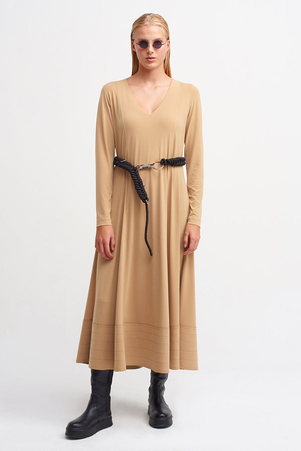 Nu Long Sleeve Maxi Dress Beige