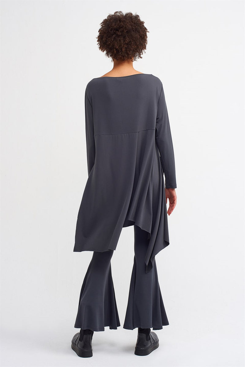 Nu Asymmetrical Hem Blouse Ebony