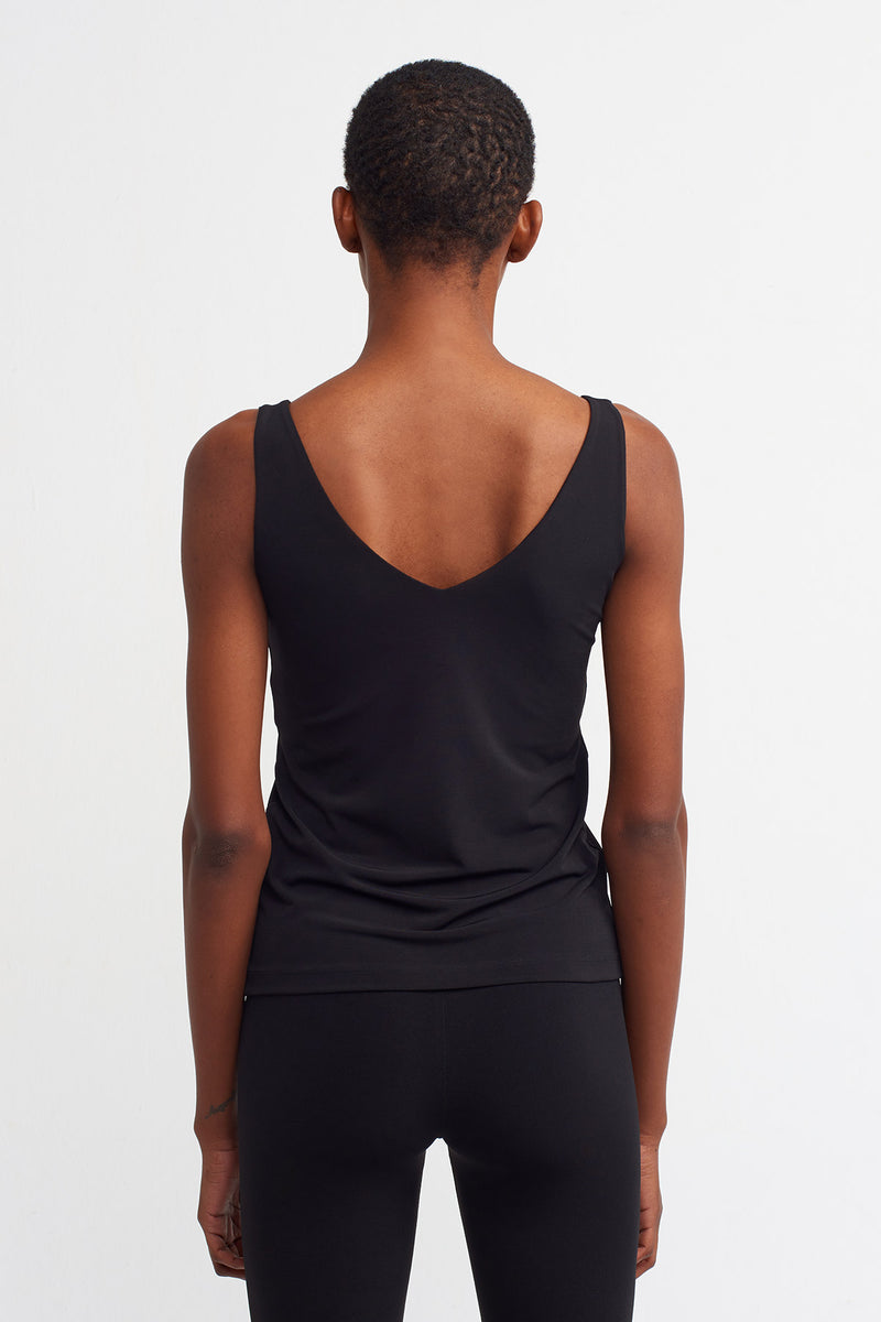 Nu  Basic V-Neck Top Black