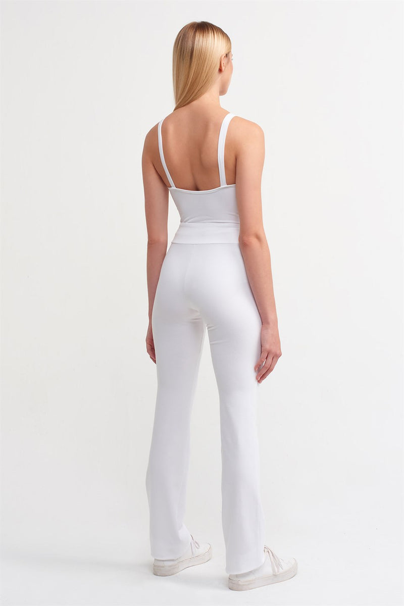 Nu Knit Normal Waist Trouser White