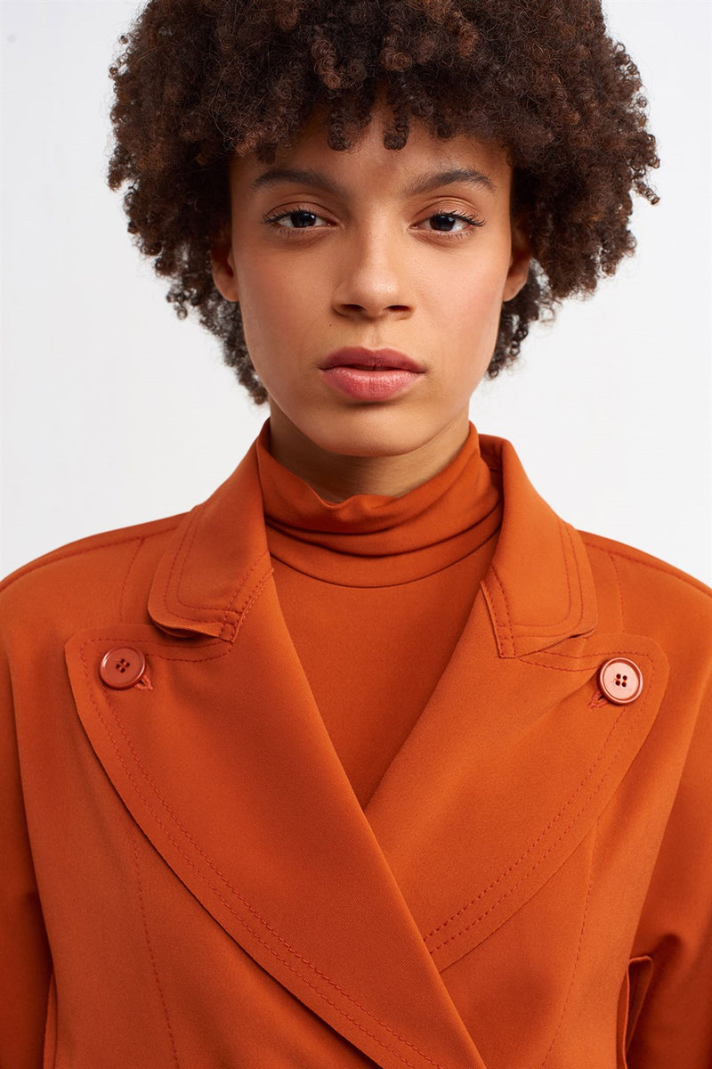 Nu Button Detail Crop Jacket Terra Cotta