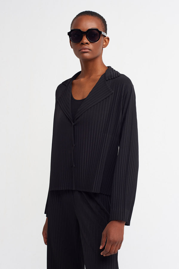 Nu  Basic Ribbed Short Jacket Black