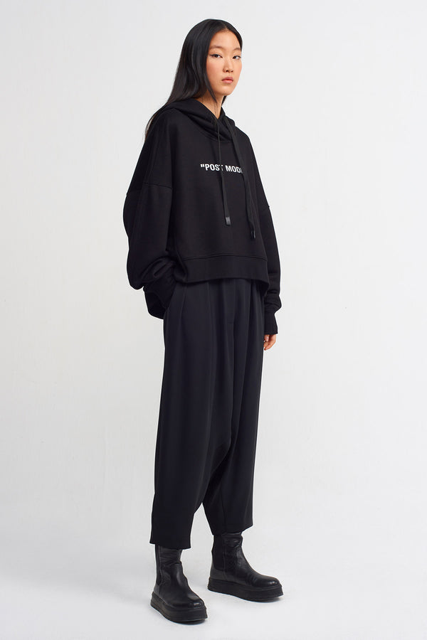 Nu "Post Modern" Text Loose Sweatshirt Black