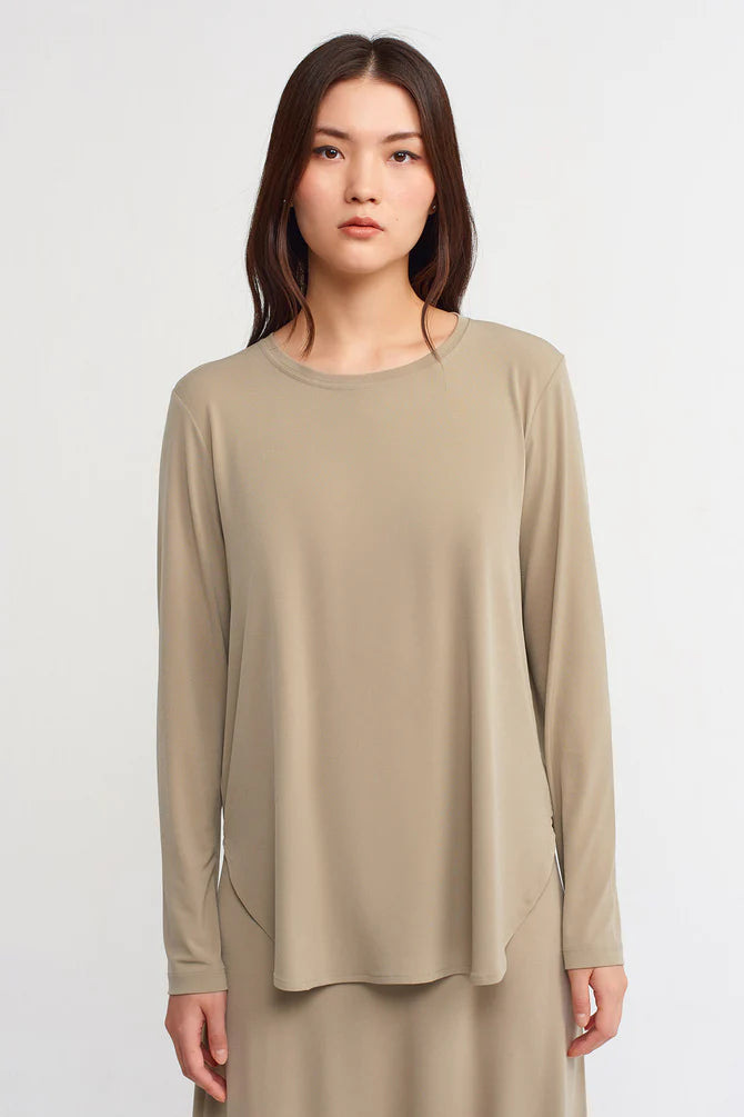 Nu Solid Long Sleeve Top Bronze