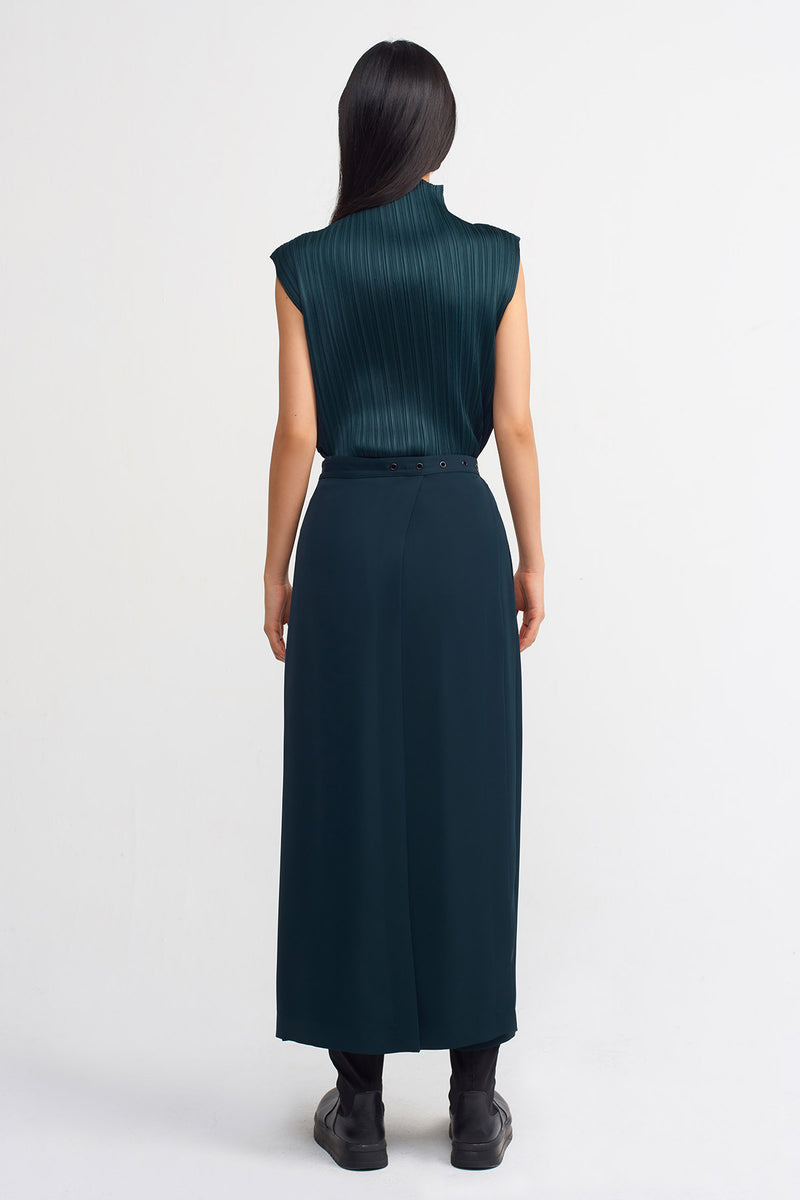 Nu Solid Side Overlap Maxi Skirt Petrol