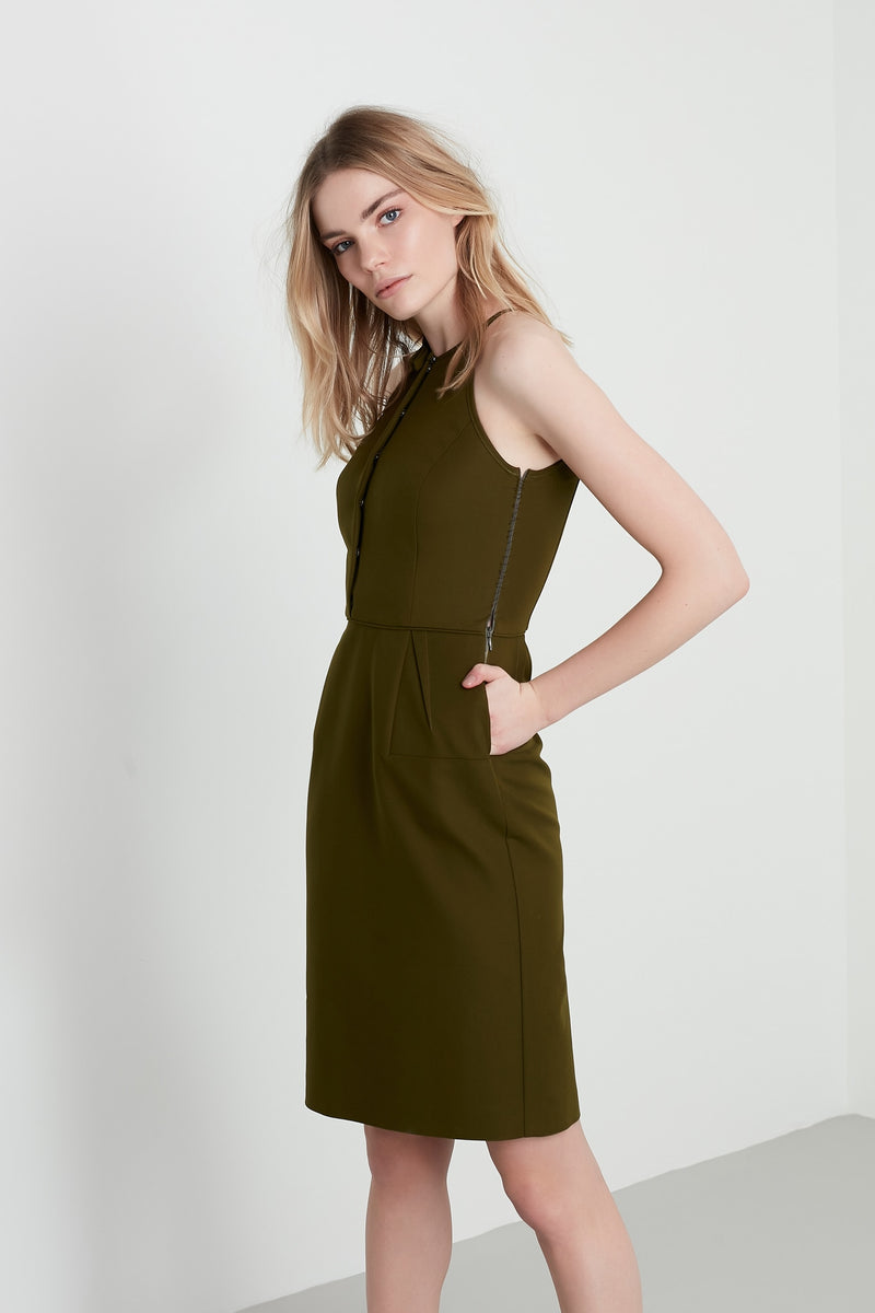 Machka Sleeveless Sheath Mini Dress Green