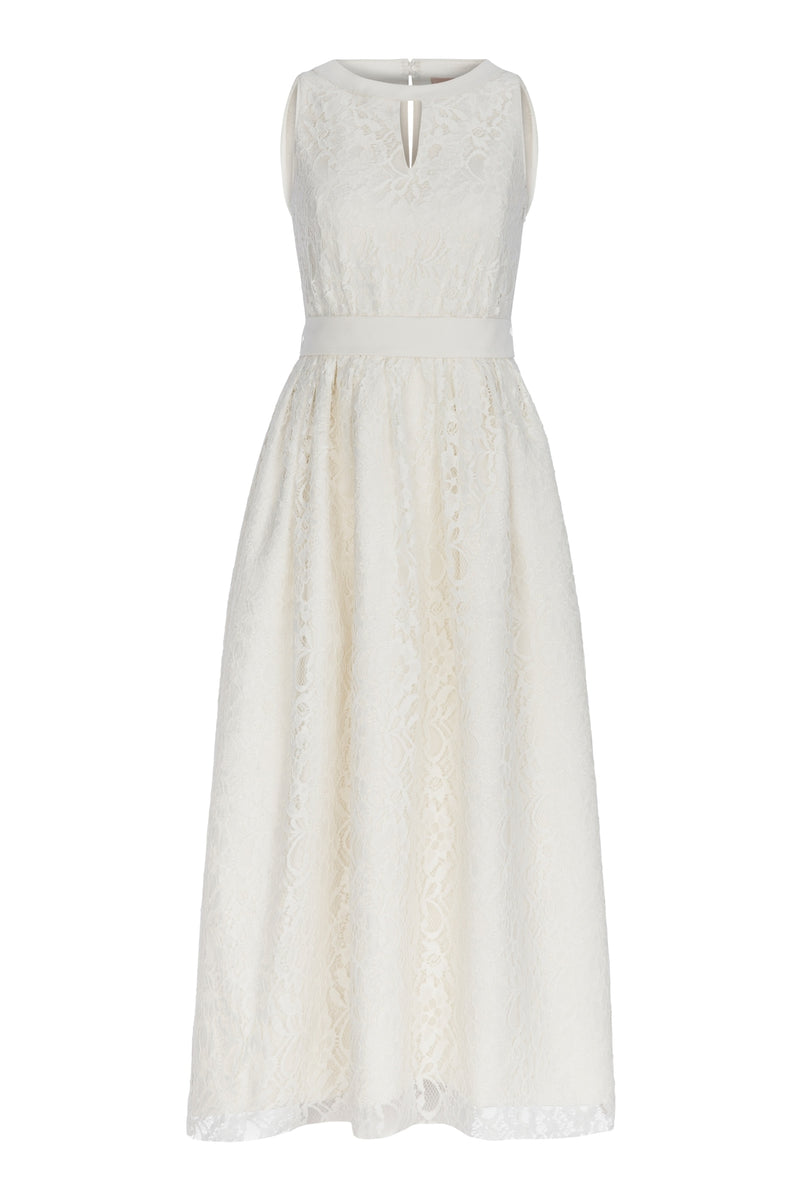 Machka Dress Long Embroied N/S Off White