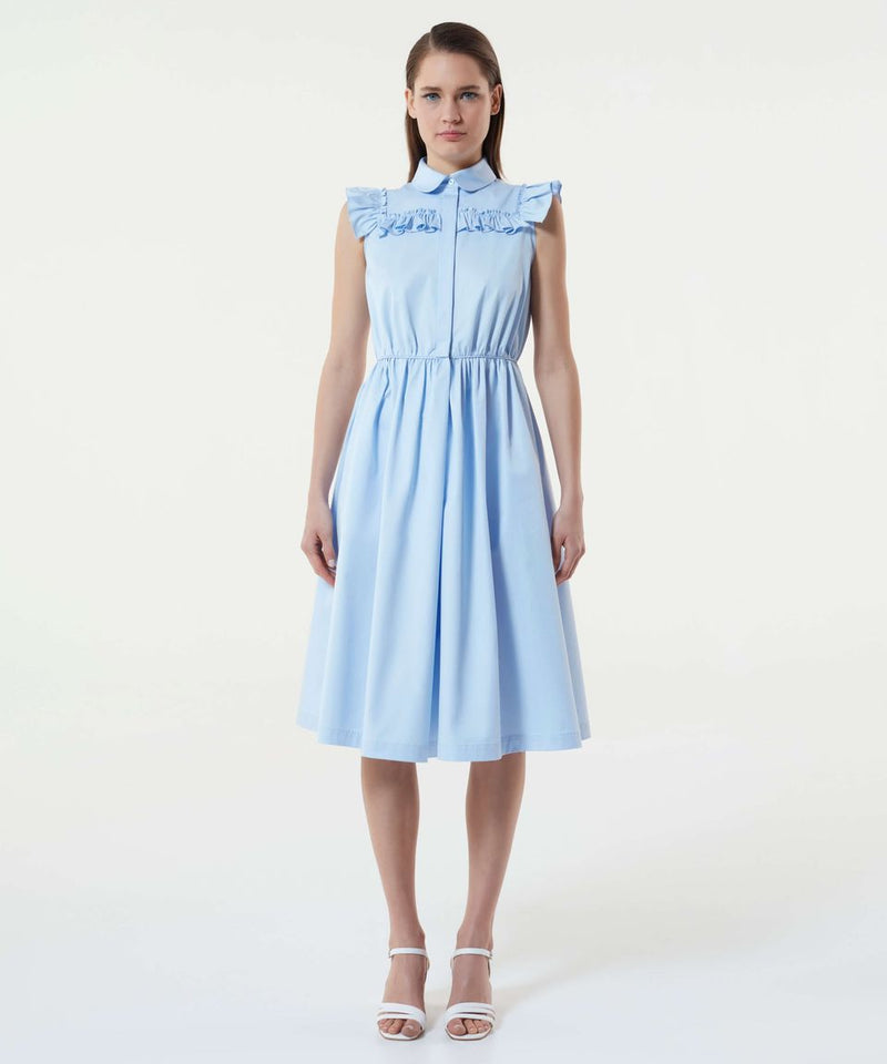 Machka Ruffle Detail Shirt Dress L.Blue