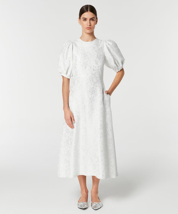 Machka Lurex Balloon Sleeve Dress White