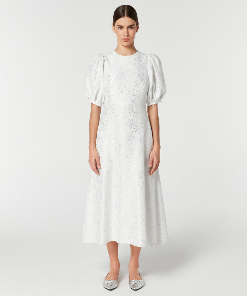 Machka Lurex Balloon Sleeve Dress White