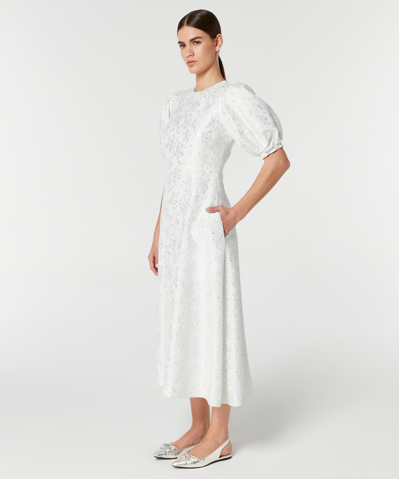 Machka Lurex Balloon Sleeve Dress White