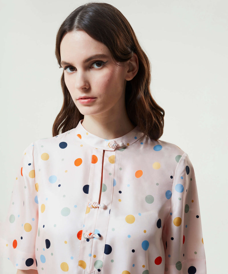 Machka Polka Dot Midi Dress Powder