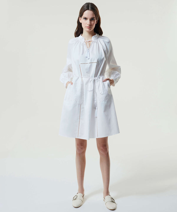 Machka Die-Cut Embroidered Dress White