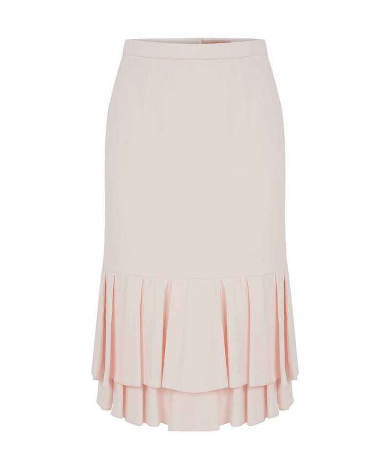 Machka Layered Hem Crepe Skirt Powder