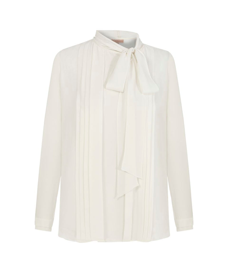 Machka Collar Detail Silk Blouse Off White