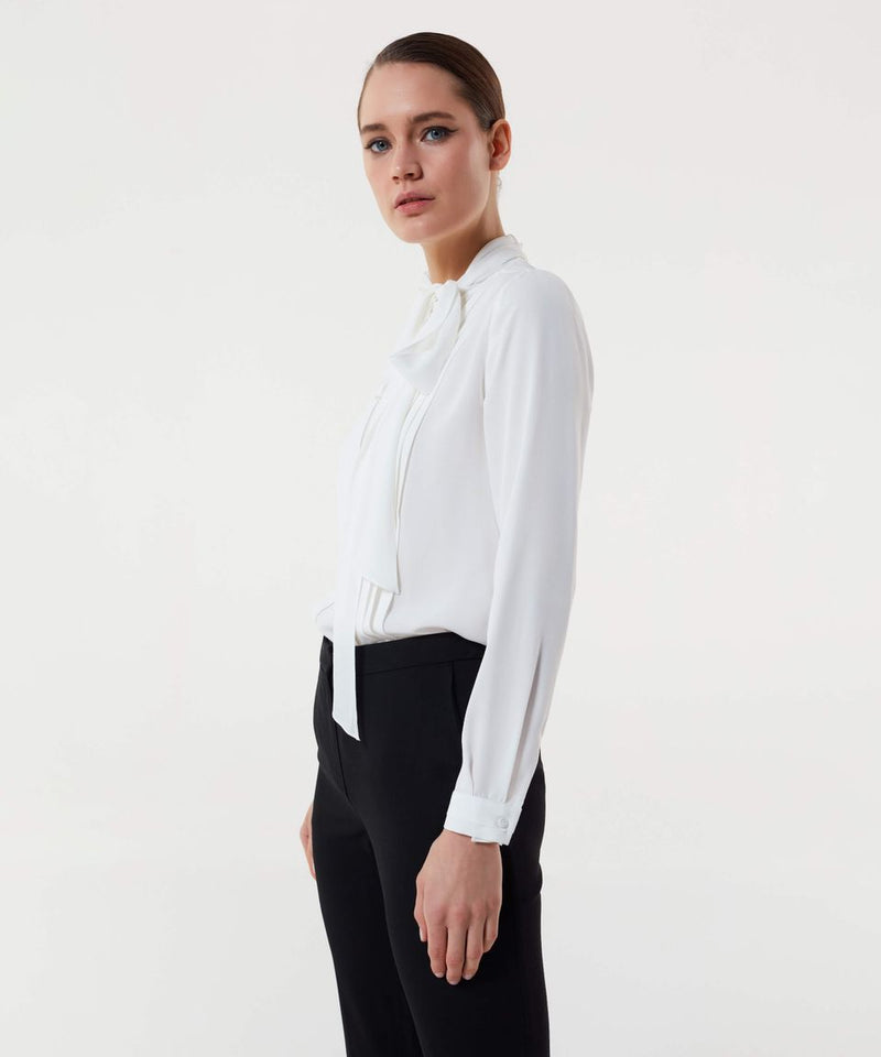 Machka Collar Detail Silk Blouse Off White