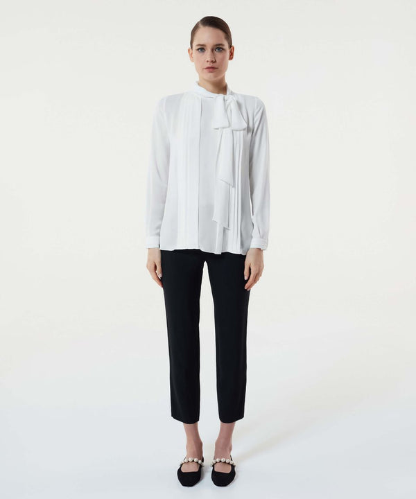 Machka Collar Detail Silk Blouse Off White