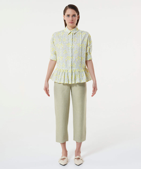 Machka Floral Embroidery Blouse Pistachio Green