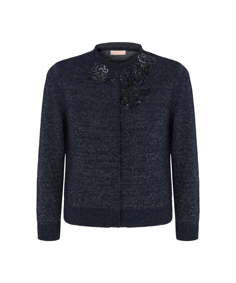 Machka Silvery Knitted Cardigan Navy