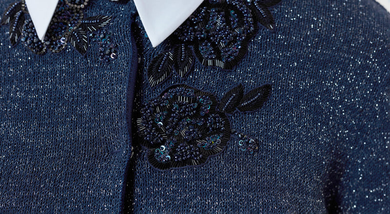 Machka Silvery Knitted Cardigan Navy